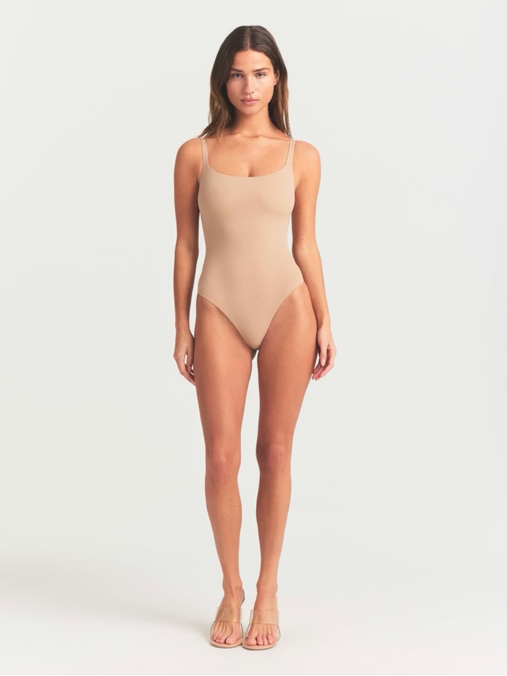 Skims fits everybody square neck bodysuit in clay